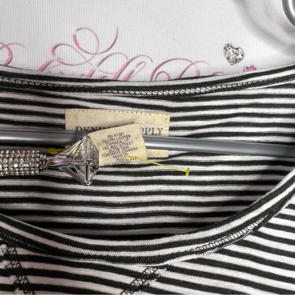 Ralph Lauren shirt long sleeve striped black and white with metal emblem logo - Picture 11 of 11